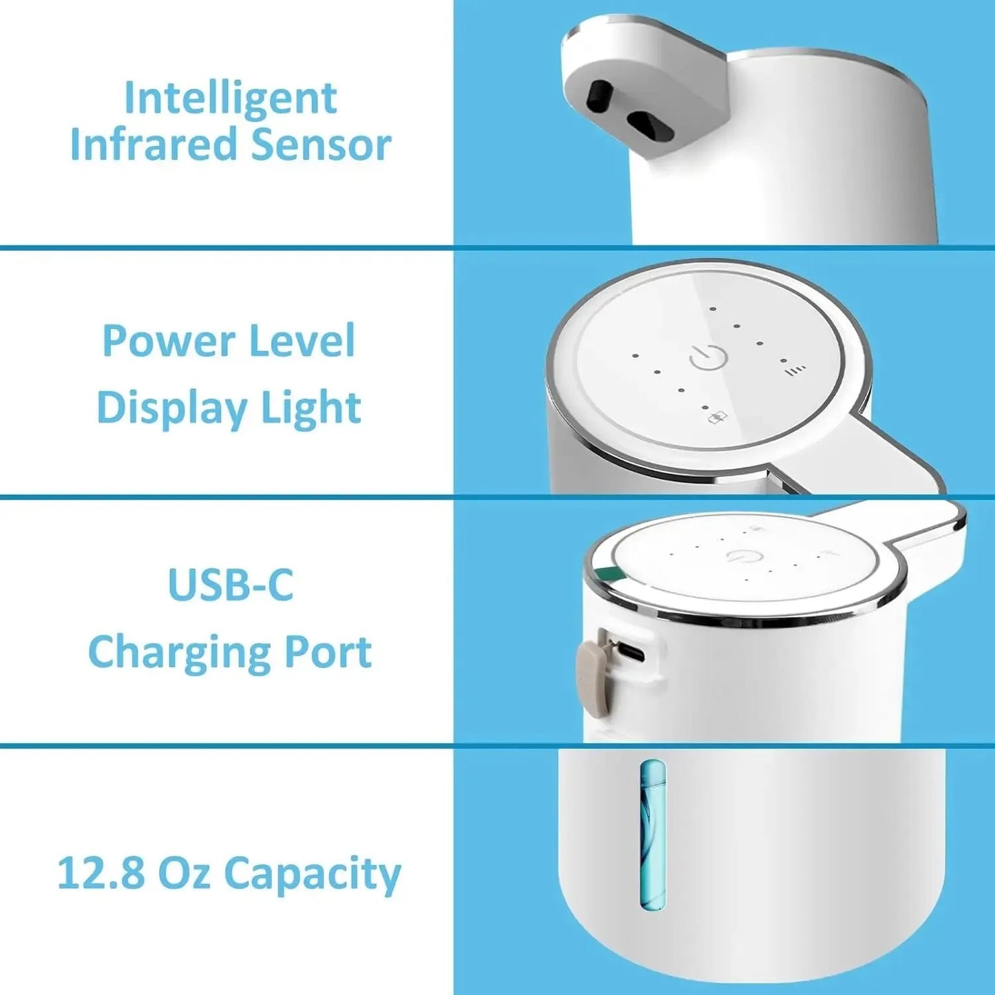 Automatic Soap Dispenser Touchless Foaming Soap Dispenser 380ml USB