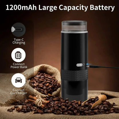 New Wireless portable coffee machine household small rechargeable handheld espresso outdoor capsule Portable coffee maker