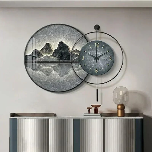 Wall Clock with Light Decorative Painting